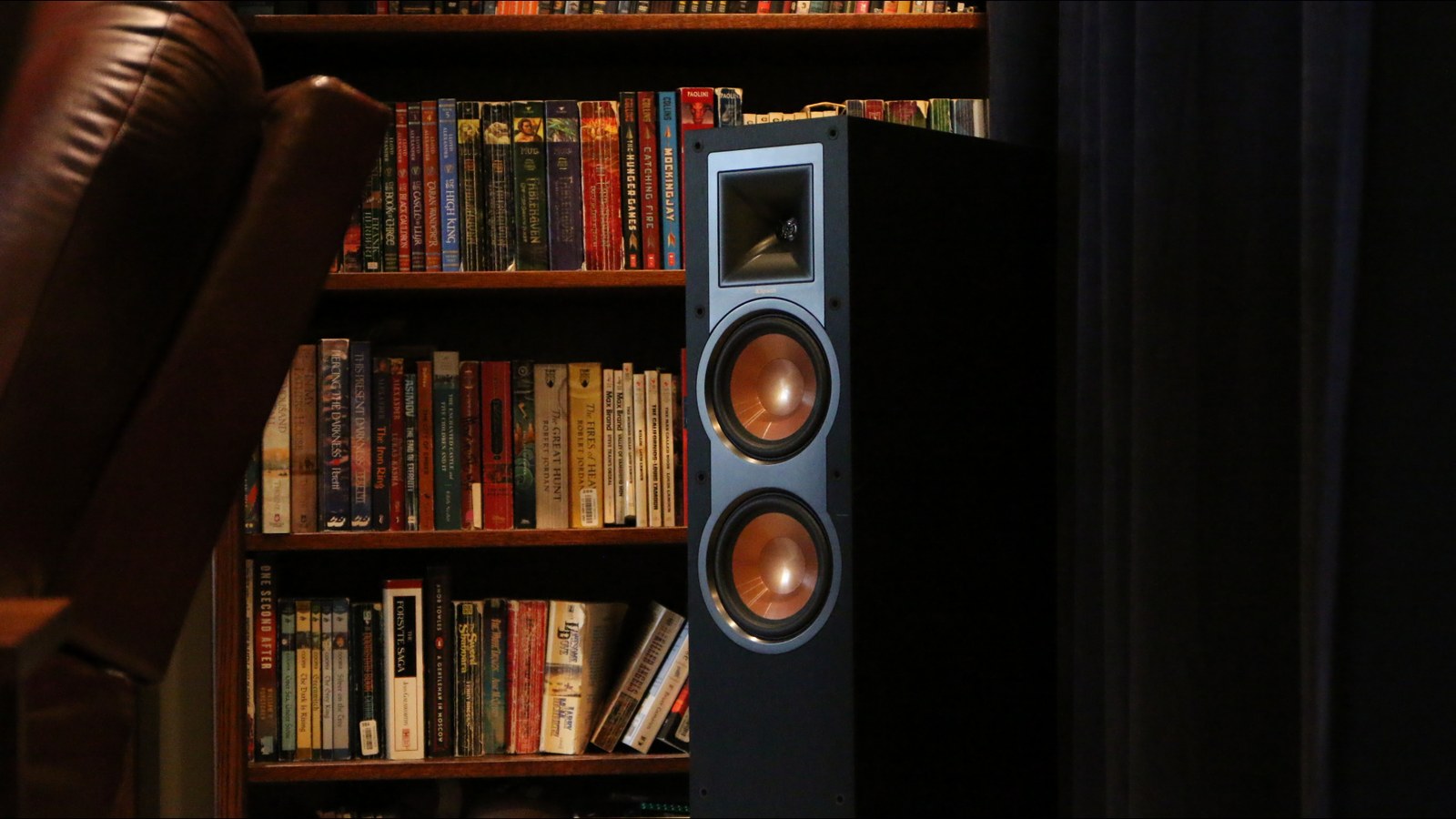 Klipsch speaker detail in the finished Grayham Industries media room